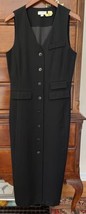 Vintage Ann Taylor Wool Black Sleeveless V-Neck Pencil Jumper Dress Butt... - £23.51 GBP