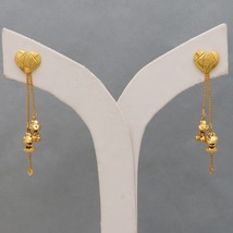 18k Yellow Gold stud earrings gold chain Earrings, Small, Handmade Yello... - £140.80 GBP