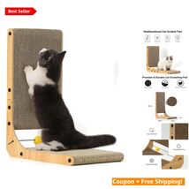 Eco-Friendly 18.9'' L Shape Cat Scratcher with Wall-Mounted Design &amp; Toy - $33.61