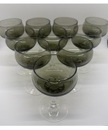 RARE Set of 10 Sasaki Coronation Crystal Smoke Gray Twisted Stem Champag... - €97,15 EUR