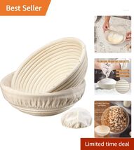 Quality 9 Inch Rattan Banneton Bread Baskets with Liners - Perfect for S... - $64.30