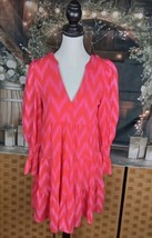 Pomander Place Dress Size XS Tiered Long Sleeve V Neck Red/Pink - $41.58