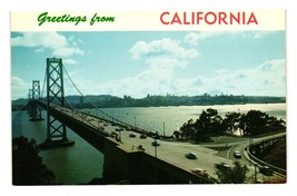 Vintage Postcard California Bay Suspension Bridge Oakland San Francisco Water - £7.59 GBP