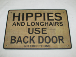 Custom Made Rustic Wood Hippies and Longhairs Use Back Door Vintage Style Sign - £22.38 GBP