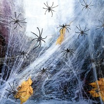 Fake Spider Web Cobweb Halloween Party Decorations Props 1130 sqft &amp; 60 Spiders, - £11.58 GBP