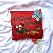 NEW Disney Mickey Minnie Mouse Pluto Red Merriest Season Throw 12 Pillow Square - £18.95 GBP