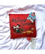 NEW Disney Mickey Minnie Mouse Pluto Red Merriest Season Throw 12 Pillow... - £18.92 GBP