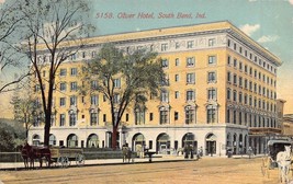 South Bend Indiana~Oliver HOTEL-HORSE Carriages &amp; WAGON~1911 Pstmk Postcard - £8.82 GBP