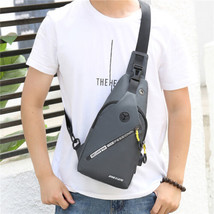 Men Women Shoulder Bag Sling Crossbody Chest Nylon USB Charge PU Cover Backpack  - £15.17 GBP