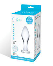 Glas 4&quot; Classic Butt Plug - Clear - £15.65 GBP