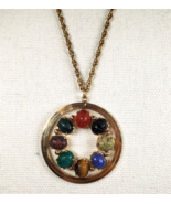 Vintage Harry S Bick Chain 12k Gold Filled Scarab Multi Gemstone Round P... - $223.67 CAD