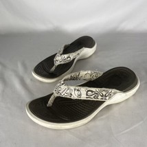 Crocs Flip Flop 6W White Dual Comfort Thongs Sandals Floral Gray Footbed - £18.35 GBP