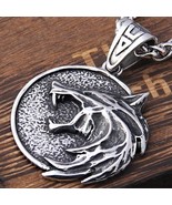The Witcher Geralt of Rivia Medallion Necklace White Wolf Medallion &amp; Ch... - £21.13 GBP+
