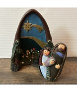 Handmade Vintage Nativity Scene Hard Clay? 7.5” Mary Joseph Jesus &amp; Back... - $53.24 CAD