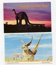 Wall Drug Postcards Flying Jack A Lope &amp; 80 Foot Dinosaur Wall SD Badlands Map  - $21.75