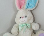 Kellytoy plush cream beige tan bunny rabbit pastel feet ears pink blue g... - $31.18