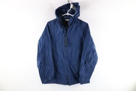 Vintage 80s Eddie Bauer Mens Medium Blank Full Zip Hooded Waterproof Rain Jacket - £46.62 GBP