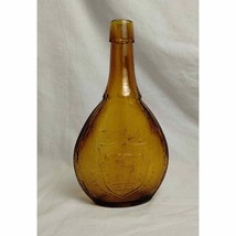 VTG Amber Glass Bottle Union Shield &amp; Eagle USA 70s Bicentennial 9” Wheaton - £7.10 GBP