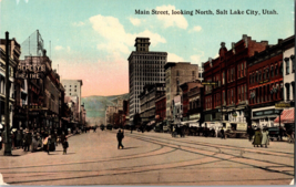Vtg Postcard Old Main Street Scene, Horse and Carriage, Salt Lake City, Utah - £7.40 GBP