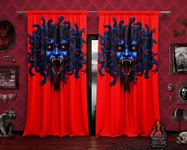 Bad Neon Screaming Medusa Curtains, 80s Horror Art, Window Drapes, Sheer and Bla - £129.57 GBP+