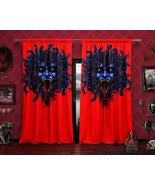 Bad Neon Screaming Medusa Curtains, 80s Horror Art, Window Drapes, Sheer... - £130.70 GBP+