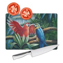 Macaw Oil Painting : Gift Cutting Board Parrot Bird Animal Cute Ecology Nature A - £23.31 GBP