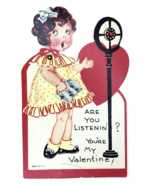 Vtg Mechanical Valentines Day Card &quot;Are You Listenin&#39;? You&#39;re My Valenti... - £14.21 GBP