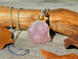 Purple Chalcedony Natural Pendant Necklace for Spiritual Heart Chakra Growth - £31.97 GBP