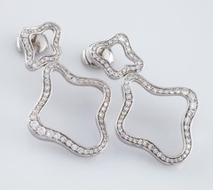 2.10 Carat Diamant Fleur Pendantes 18k Boucles D&#39;Oreilles en or Blanc - $54,056.95 MXN