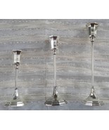 Set of Three Sheffield Silverplate Candlestick Holders / Art Deco Style ... - $40.96 CAD