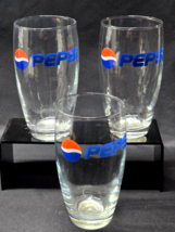 Vintage PEPSI COLA 6&quot; Glass - Flared Side Modern Style Logo - 16 Ounce Set Of 3 - £14.51 GBP