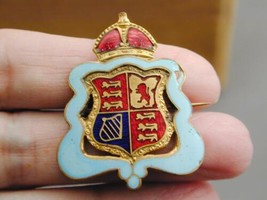 Antique Enamel Crest Pin Lions Crown - $29.99