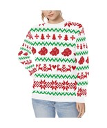 White Anime Cloud Ugly Christmas Rib Cuff Crewneck Sweatshirt for Women - £26.30 GBP