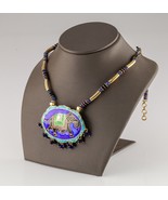 Gold Plated Costume Enamel Elephant Pendant with Beaded Accents - $651.74 CAD