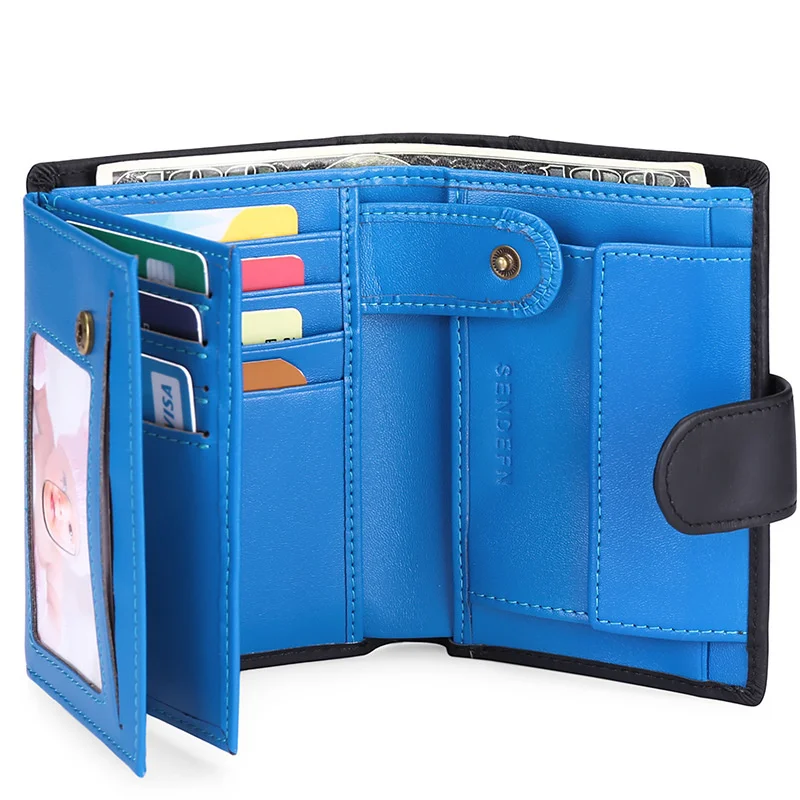 New Wallet Short  Anti-theft Brush Leather Wallet Style Color Matching Zero Wall - $68.23