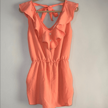 Haptics Medium Peach Ruffle Tie-Back Romper - £13.64 GBP