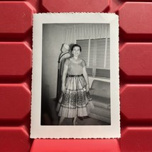 Woman In Fancy Dress Photograph B 3.5 x 5 Kodak Velor Pre Owned Vtg 1950s - £6.75 GBP