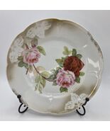 Shallow Bowl Red &amp; Pink Roses Handpainted Signed By Artist Made in Germany - $24.70