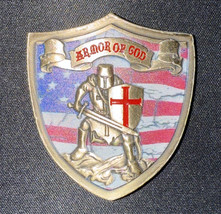 Armor of God Knights Templar Silver US Flag Christian Eph 6:10-18 Challenge Coin - $15.39