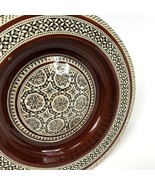 Vintage Wood Bowl Inlaid Shell Micro Mosaic Trinket Dish - £27.21 GBP