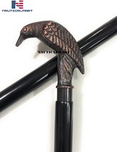 Antique Solid Brass Raven Head Handle Style Walking Stick Wooden Cane - €58,91 EUR
