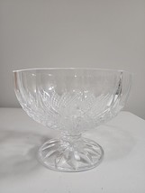 Vintage Pedestal Crystal Glass Centerpiece Bowl - Panels &amp; Diamond Desig... - $20.00