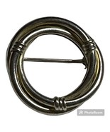 925 Sterling Silver Vintage Round Interlocked Pin Brooch - $65.85 CAD