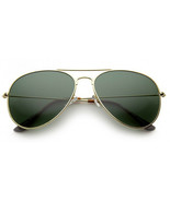 Classic Aviator Sunglasses For Women &amp; Men Metal Frame Green Glass Lens ... - £10.03 GBP