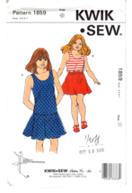 Kwik Sew Sewing Pattern #1859 Size 6 Girls&#39; Girls Dress Top &amp; Skirt 1988... - $6.50