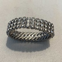 Vintage 1950s Expandable Rhinestone Cuff Bracelet , Marked Made in Briti... - $37.00