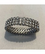 Vintage 1950s Expandable Rhinestone Cuff Bracelet , Marked Made in Briti... - $50.65 CAD