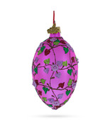 Roses and Vines on Gold Glass Egg Christmas Ornament 4 Inches - £41.62 GBP