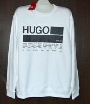 Hugo Boss White Black Logo Long Sleeve Men&#39;s Sweater Slim Fit Size 2XL - £95.37 GBP