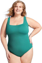 Kona Sol Swimwear Womens Textured Full Coverage One Piece Square Neck Teal 14 - $4.95